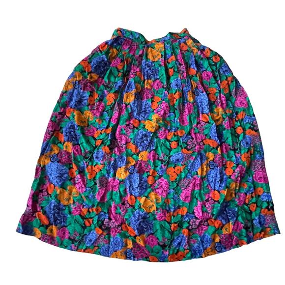 JH Collectibles Midi Skirt Floral Bright Colorful Pockets Dopamine VTG 80s 10 - Picture 5 of 9